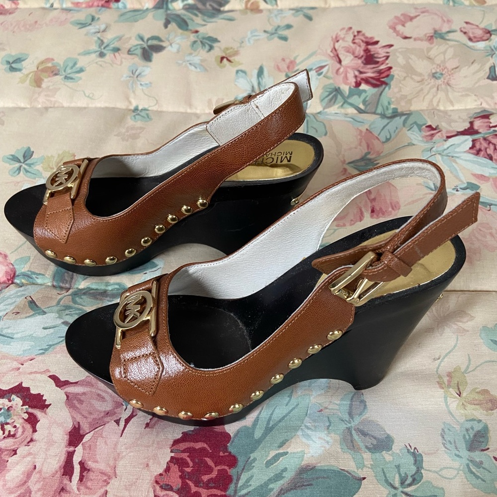 Michael Kors Brown Wedge Sandals - Picture 3 of 7